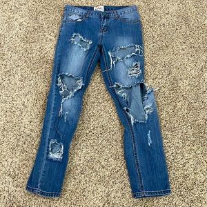 One Teaspoon Awesome Baggies Low Waist Med Rise Relaxed Leg Tapered Rolled Leg